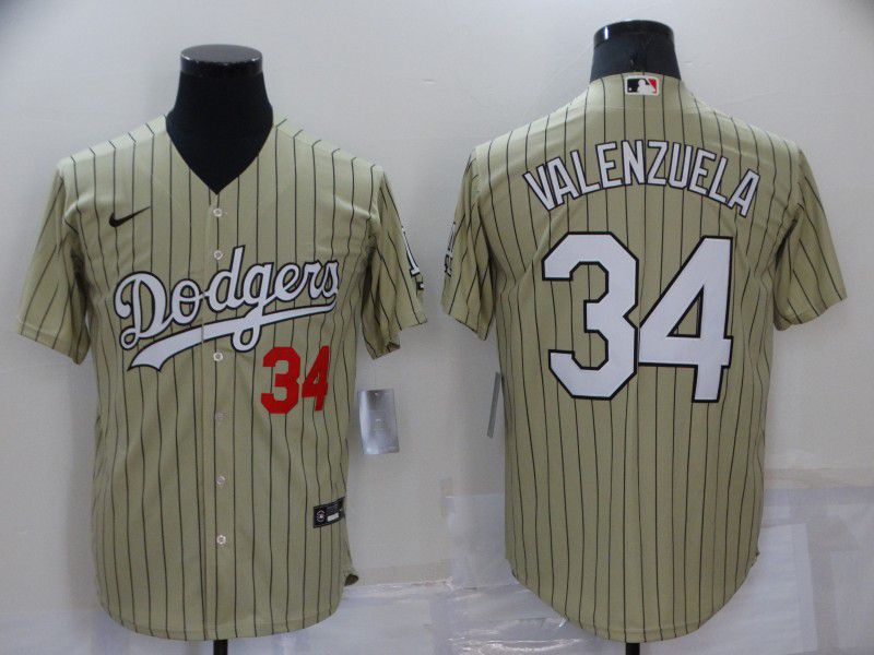 Men Los Angeles Dodgers #34 Valenzuela green Stripe Game Nike 2022 MLB Jersey->los angeles dodgers->MLB Jersey